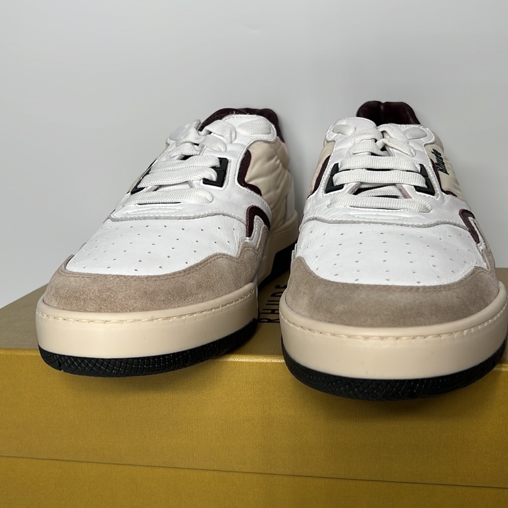 ❌SOLD❌ Rhude Racing Sneaker in White, Maroon, & Beige - Picture 7 of 12
